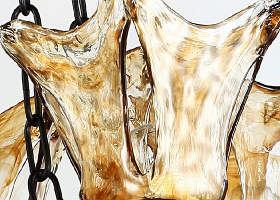 Grande luce di vetro ambrata decorativa commerciale dei candelieri 9 dell'hotel con la catena regolabile