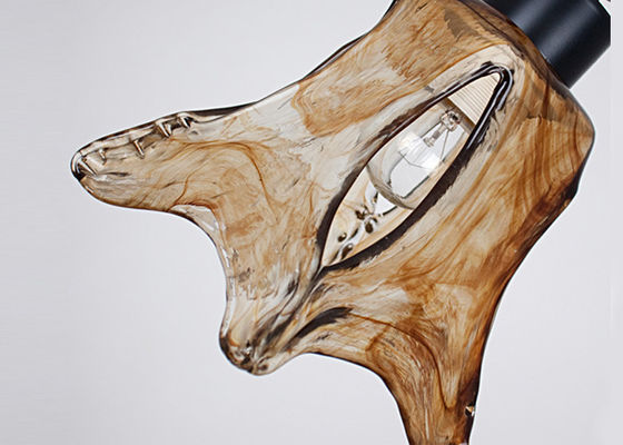 Luce unica/rustica/retro dell'ombra del candeliere di vetro ambrato del ferro battuto di stile 3, base E27