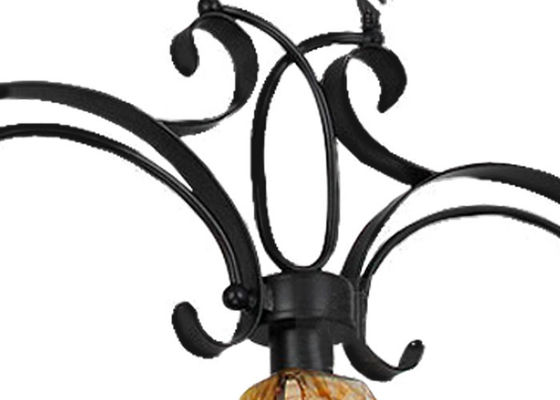 Luce unica/rustica/retro dell'ombra del candeliere di vetro ambrato del ferro battuto di stile 3, base E27