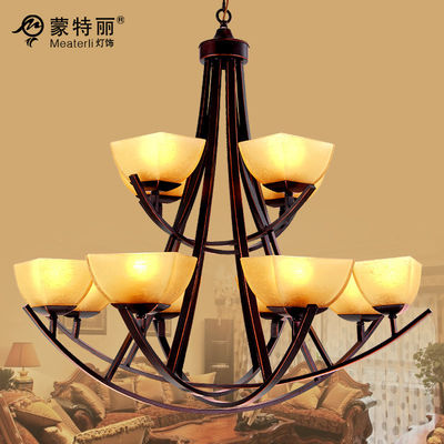 2 lớp 12 Thủ trưởng đương đại và truyền thống Rèn Sắt Kem Chandelier Shade