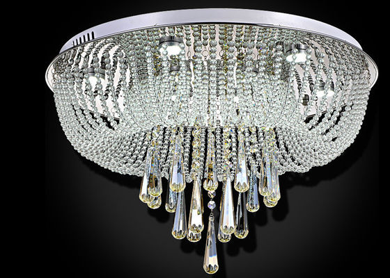 Putih modern Mewah Kristal Lampu Ceiling / Kaca Lampu Ceiling Jadwal Chandelier