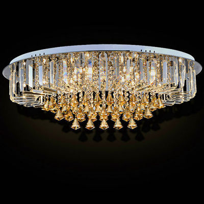 Plafonnier en cristal de luxe rond fait sur commande avec la baisse en verre de perle pour la maison/salon