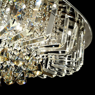 Custom Round Luxury Crystal Ceiling Light With Glass Pearl Drop for Home / Living room