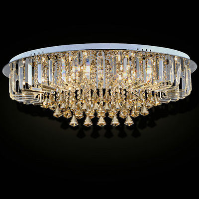 Plafonnier en cristal de luxe rond fait sur commande avec la baisse en verre de perle pour la maison/salon