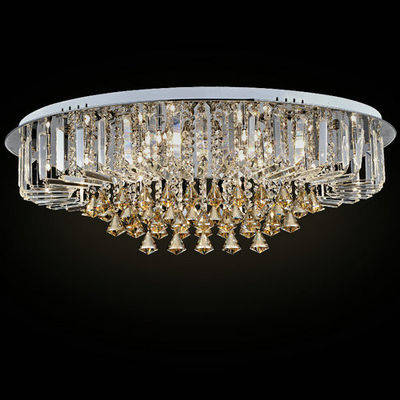 Luz de techo cristalina de lujo redonda de encargo con el descenso de cristal de la perla para el hogar/la sala de estar