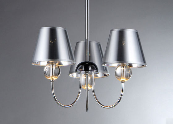 La lumière pendante en verre moderne 3 de chrome de salon allume le recourbement chaud