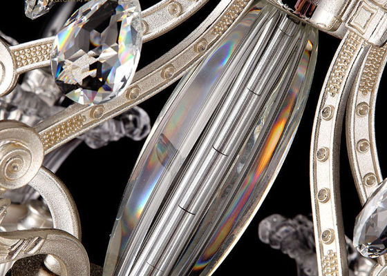 8 Light Pearl Silver Zinc Pendant Light , Luxurious European style Crystal Modern Chandelier