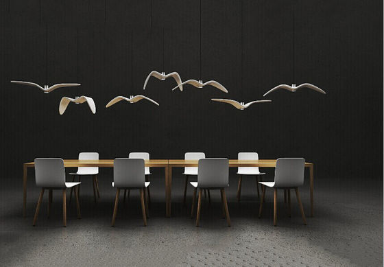 Piękny Nightbirds Zawieszenie Czysta Oświetlenie Oświetlenie LED Białe akrylowe Ptaki Shape