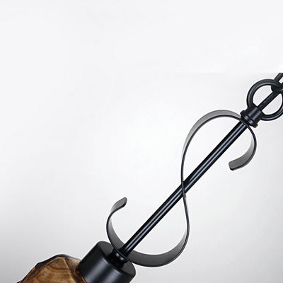 Tunggal Kepala Matte Black Retro Tradisional Chandelier Hanging Pendant Lighting Fixture