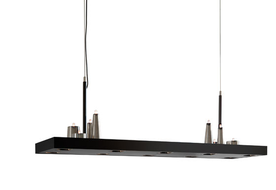 Logam Rectangular Plat Pulau Led Chandelier Lampu 8 Lights G4 Hanging langit-langit