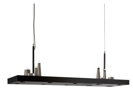 Logam Rectangular Plat Pulau Led Chandelier Lampu 8 Lights G4 Hanging langit-langit