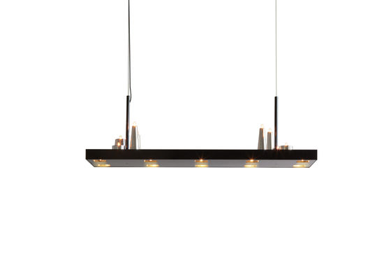 Logam Rectangular Plat Pulau Led Chandelier Lampu 8 Lights G4 Hanging langit-langit