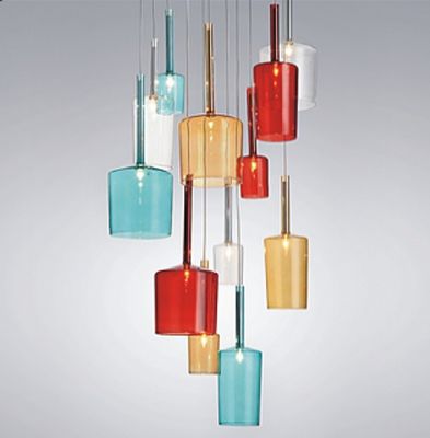 Màu thời trang hiện đại Led Đèn chùm, Glass Bottle Pendant Lamp G9
