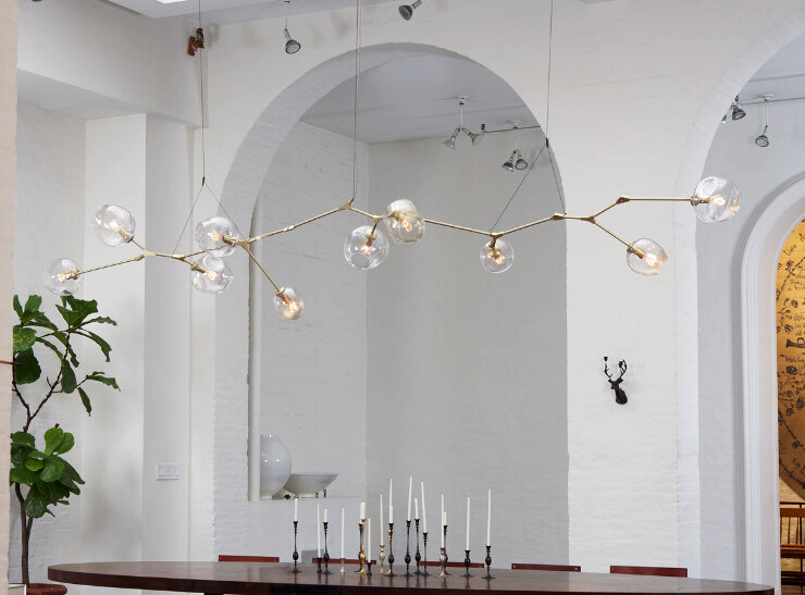 ตกแต่งโรงแรม Chandelier สำหรับห้องครัว, มือโคมไฟระย้าสีน้ำตาลกระจก 10 ไฟ