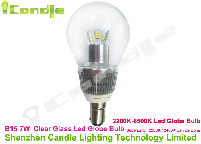 7w B15 ha condotto il vetro trasparente di alto potere della lampadina del globo 360 CE dell'angolo d'apertura Ra80 Dimmable di grado