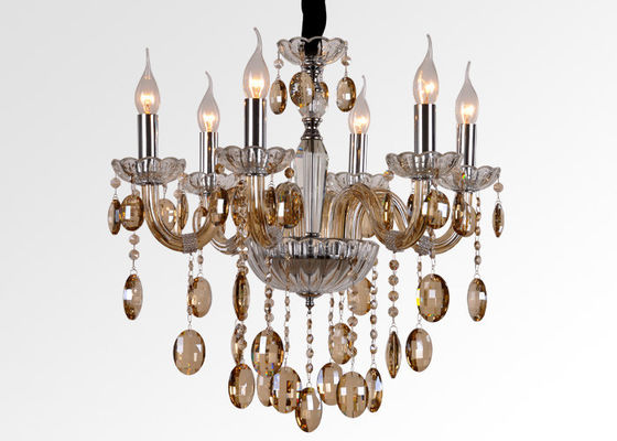 OEM Hotel Crystal Modern Chandelier Lighting / Home Glass Pendant Chandeliers 6 Light