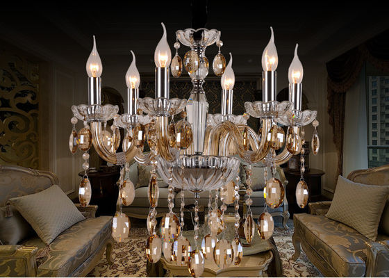OEM Hotel Crystal Modern Chandelier Lighting / Home Glass Pendant Chandeliers 6 Light