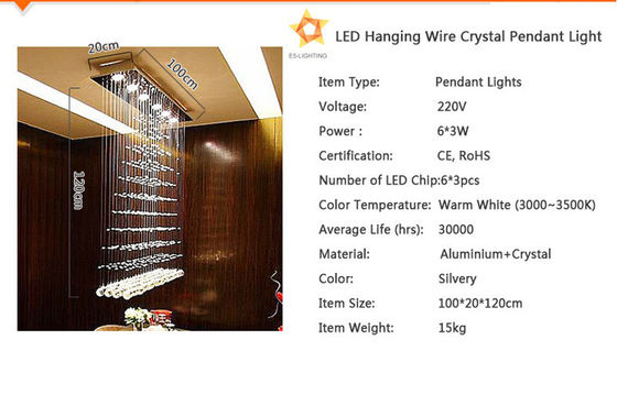 220V / 110v Cool White 18W LED Crystal Ceiling Lights Golden Finishing