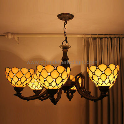 Iron Art Work modern Tiffany Gaya Kaca Chandelier Lampu untuk Restaurant Islam